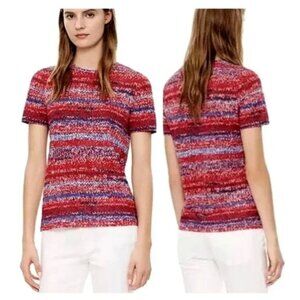 NEW Tory Burch Red/Blue Connie Jersey 100% Pima Cotton Pullover Tee Size XS